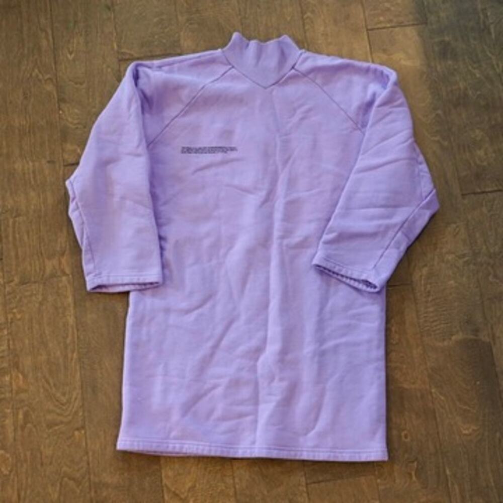 PANGAIA Mock Neck Sweatshirt Dress Size L Lavender Organic Recycled Cotton